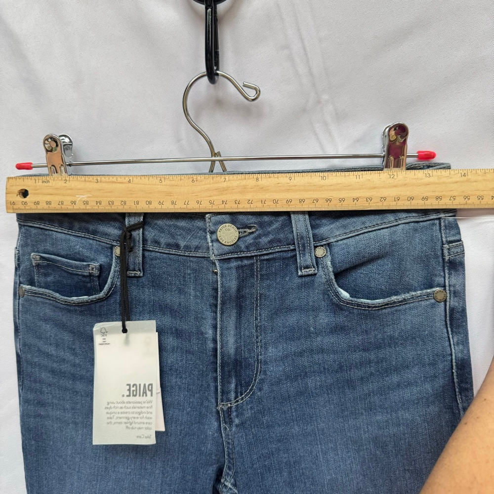 PAIGE Crop Flare Jeans Women’s Rory Raw Hem Size 25 Medium Wash NWT - Picture 5 of 7